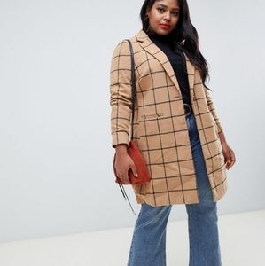 New Look Camel Grid Coat